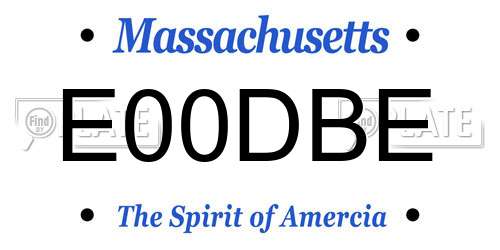 E00DBE Massachusetts License Plate