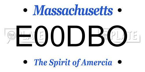 E00DBO Massachusetts License Plate