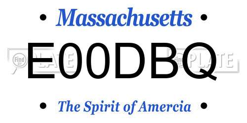 E00DBQ Massachusetts License Plate