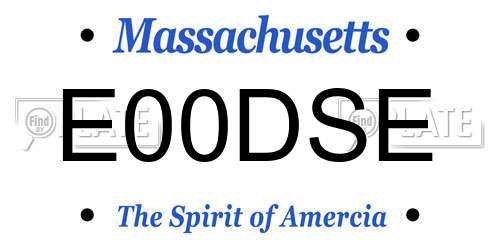 E00DSE Massachusetts License Plate