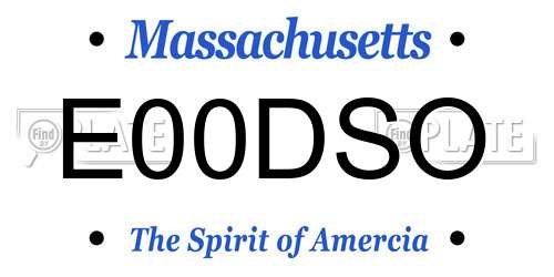 E00DSO Massachusetts License Plate