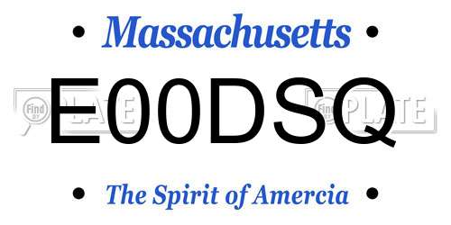 E00DSQ Massachusetts License Plate