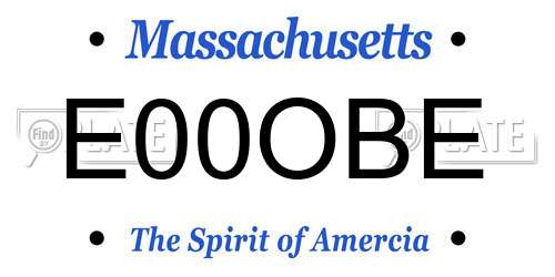 E00OBE Massachusetts License Plate