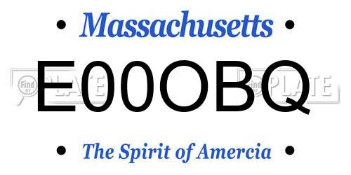 E00OBQ Massachusetts License Plate
