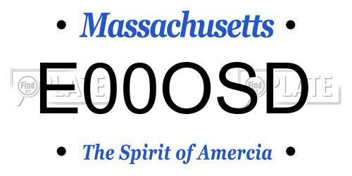 E00OSD Massachusetts License Plate