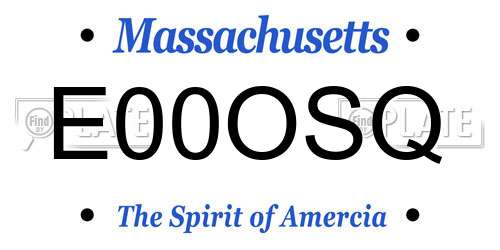 E00OSQ Massachusetts License Plate
