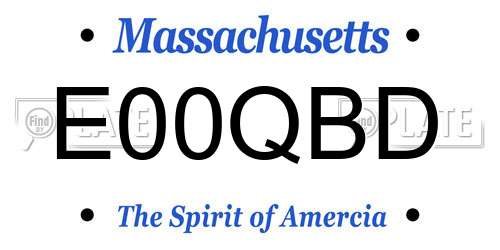E00QBD Massachusetts License Plate