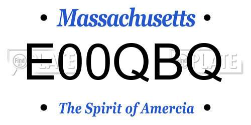 E00QBQ Massachusetts License Plate