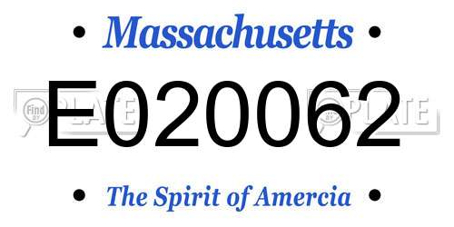 E020062 Massachusetts License Plate