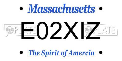 E02XIZ Massachusetts License Plate
