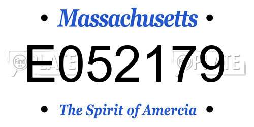 E052179 Massachusetts License Plate