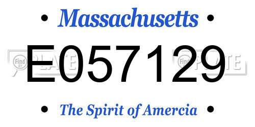 E057129 Massachusetts License Plate
