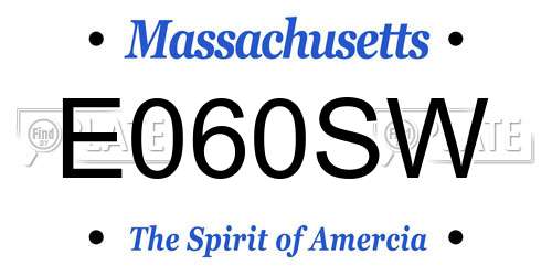 E060SW Massachusetts License Plate