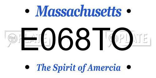 E068TO Massachusetts License Plate