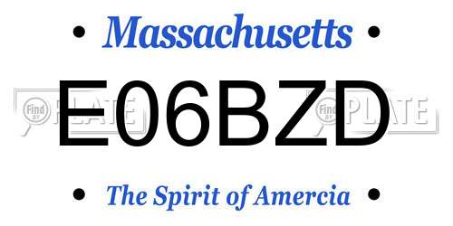 E06BZD Massachusetts License Plate
