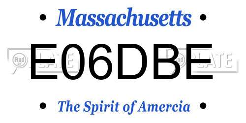 E06DBE Massachusetts License Plate
