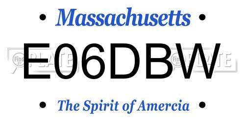 E06DBW Massachusetts License Plate