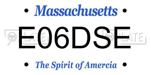 E06DSE Massachusetts License Plate