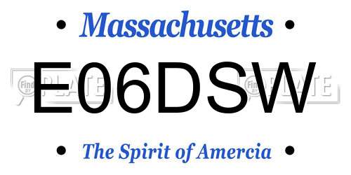E06DSW Massachusetts License Plate