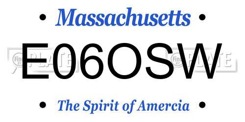 E06OSW Massachusetts License Plate