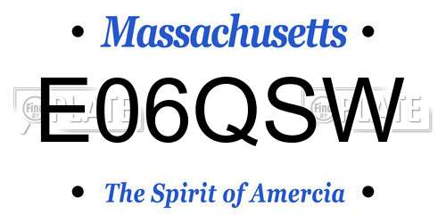 E06QSW Massachusetts License Plate