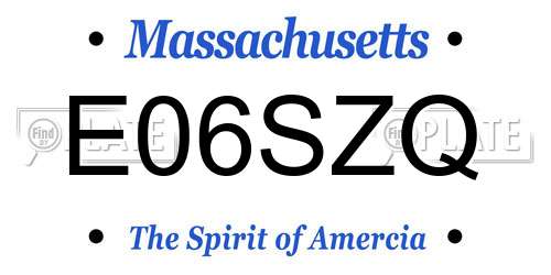 E06SZQ Massachusetts License Plate