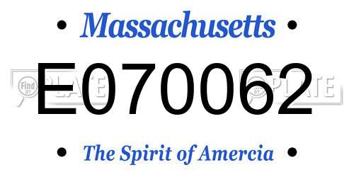 E070062 Massachusetts License Plate
