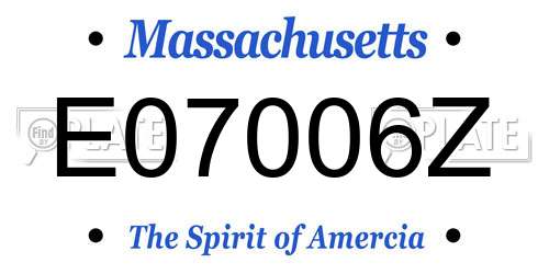 E07006Z Massachusetts License Plate