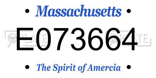 E073664 Massachusetts License Plate