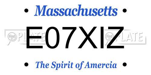 E07XIZ Massachusetts License Plate
