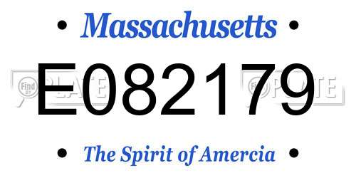 E082179 Massachusetts License Plate