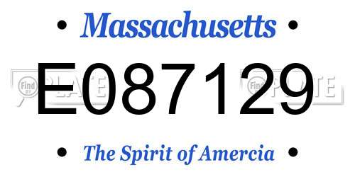 E087129 Massachusetts License Plate