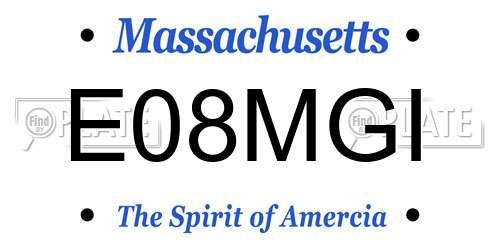 E08MGI Massachusetts License Plate