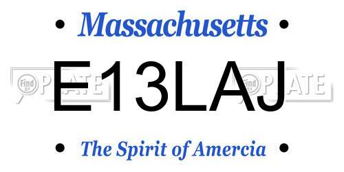 E13LAJ Massachusetts License Plate