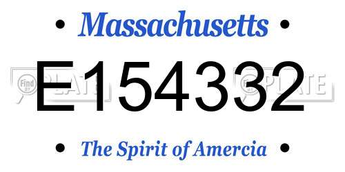 E154332 Massachusetts License Plate
