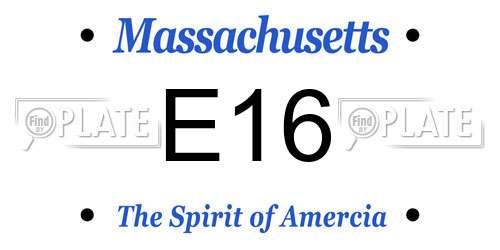 E16 Massachusetts License Plate