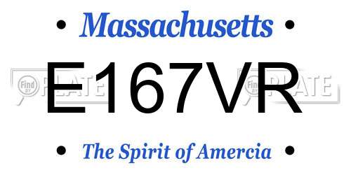E167VR Massachusetts License Plate
