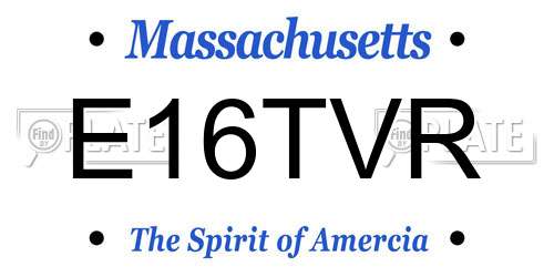 E16TVR Massachusetts License Plate