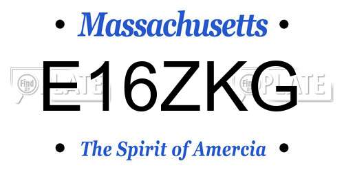 E16ZKG Massachusetts License Plate