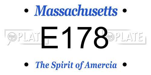 E178 Massachusetts License Plate