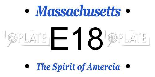E18 Massachusetts License Plate