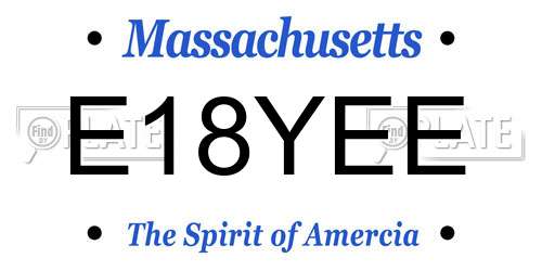 E18YEE Massachusetts License Plate