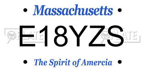 E18YZS Massachusetts License Plate