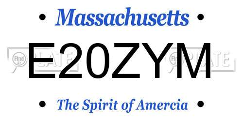 E20ZYM Massachusetts License Plate