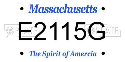 E2115G Massachusetts License Plate