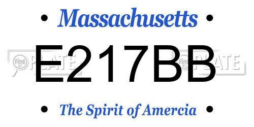 E217BB Massachusetts License Plate