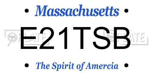 E21TSB Massachusetts License Plate