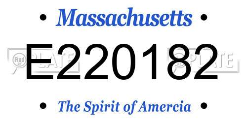 E220182 Massachusetts License Plate