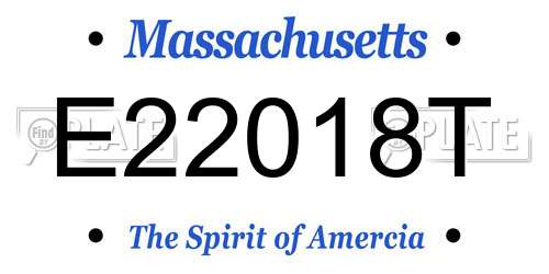 E22018T Massachusetts License Plate