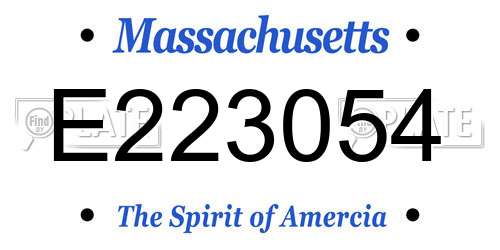 E223054 Massachusetts License Plate